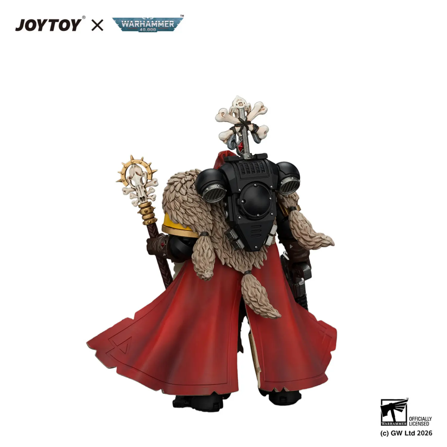 the back of Action Figure - Space Wolves Wolf Priest with Absolvor Bolt Pistol and Crozius 1 18 - JOYTOY Warhammer 40K in white background The Back Of Action Figure Space Wolves Wolf Priest With Absolvor Bolt Pistol And Crozius 1 18 Joytoy Warhammer 40k In White Background