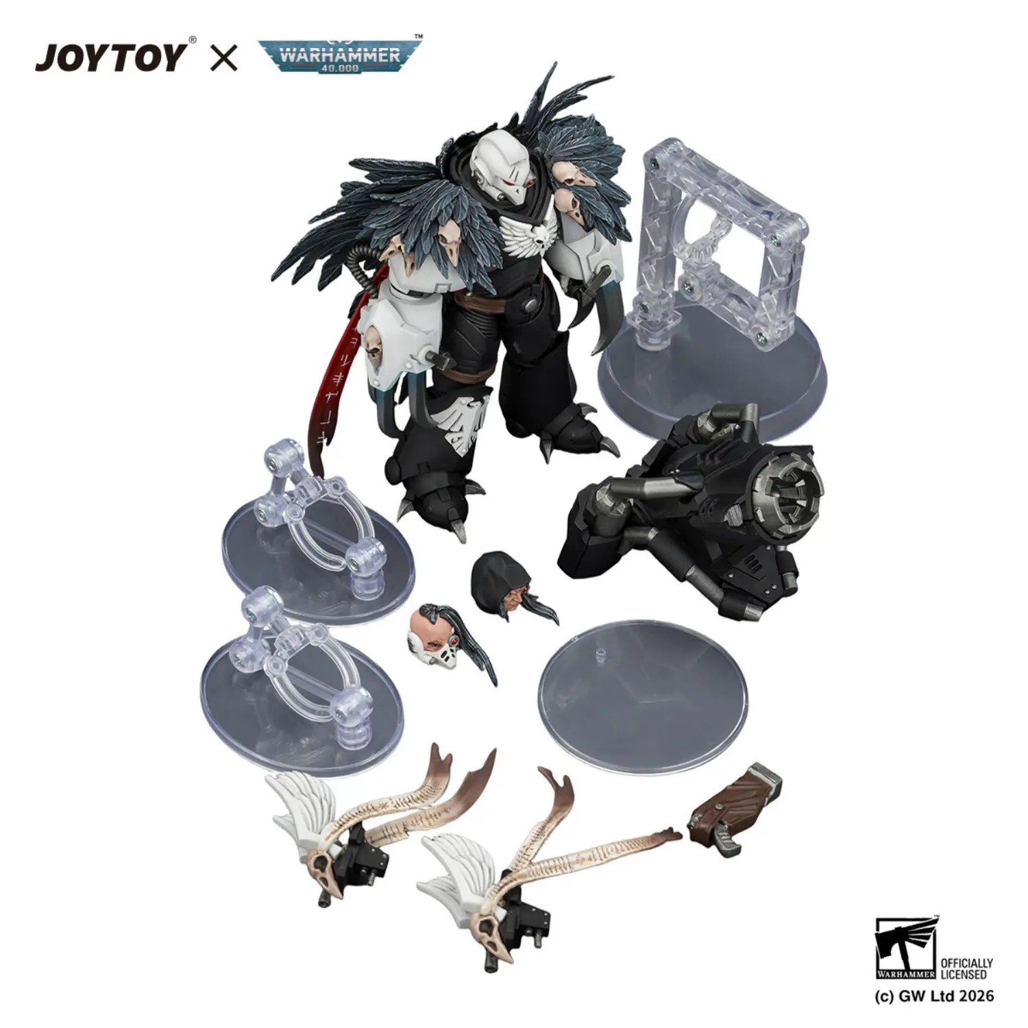 the parts of Action Figure - Raven Guard Chapter Master Aethon Shaan with Claws of Severax 1 18 - JOYTOY Warhammer 40K in white background The Parts Of Action Figure Raven Guard Chapter Master Aethon Shaan With Claws Of Severax 1 18 Joytoy Warhammer 40k In White Background