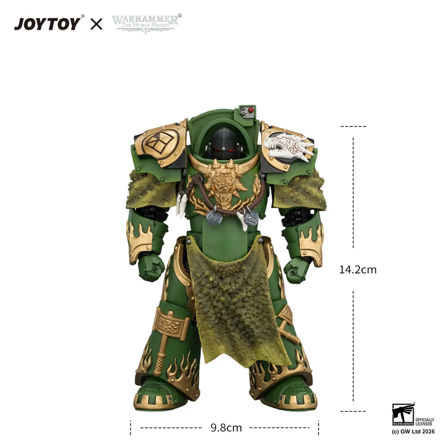 The Size Of Action Figure Salamanders Firedrake Terminator 2 With Thunder Hammer And Dragonscale Storm Shield 1 18 Jotyoy Warhammer The Horus Heresy In White Background