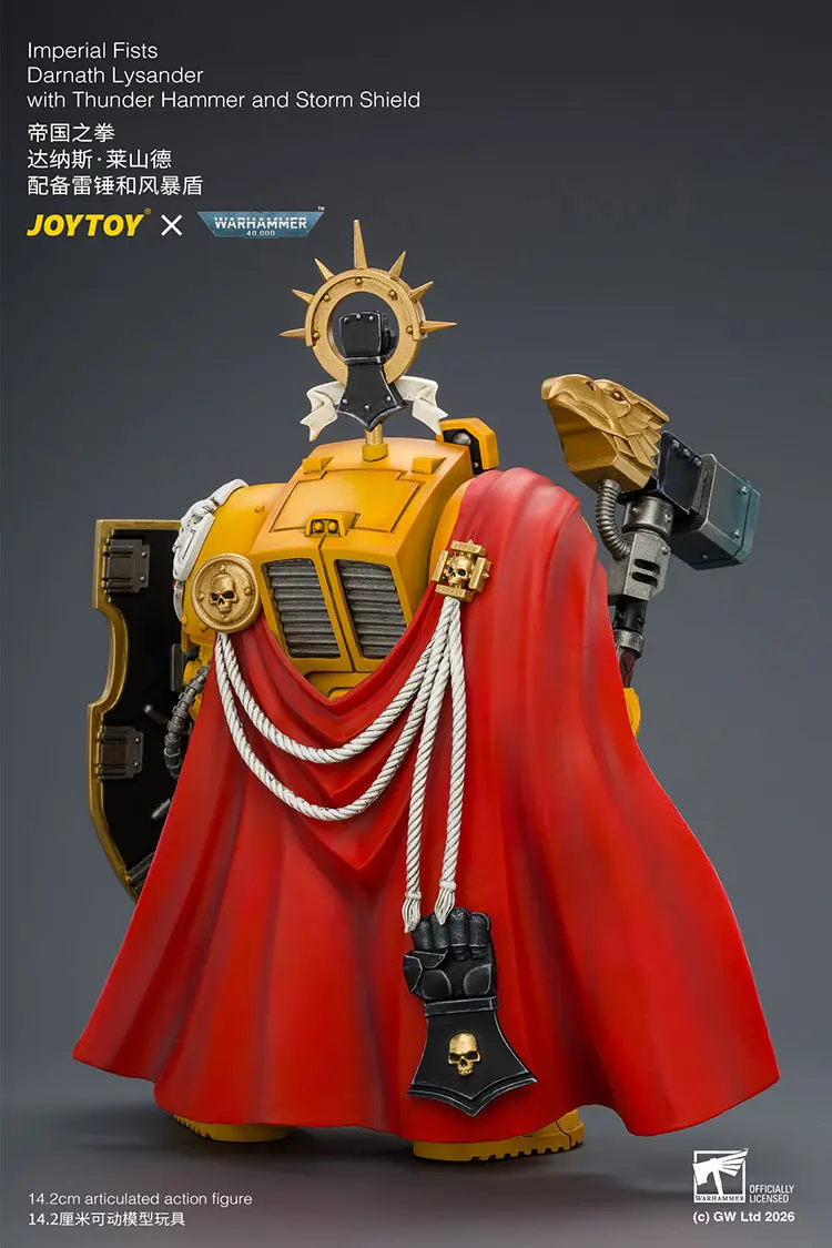 the back of Action Figure - Imperial Fists Darnath Lysander with Thunder Hammer and Storm Shield 1 18 - JOYTOY Warhammer 40K rectangle image The Back Of Action Figure Imperial Fists Darnath Lysander With Thunder Hammer And Storm Shield 1 18 Joytoy Warhammer 40k Rectangle Image