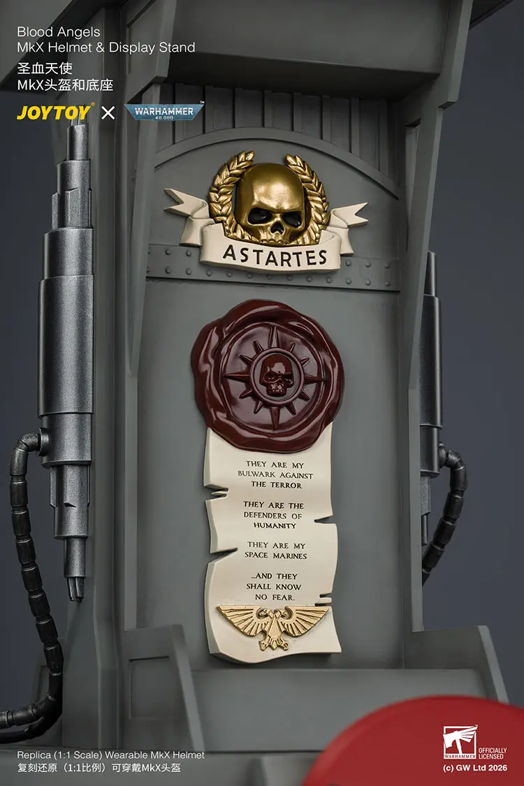 the details of the display stand of Action Figure Helmet - Blood Angels MkX Helmet 1 1 Life-Size Wearable Replica - JOYTOY Warhammer 40K rectangle image 1 The Details Of The Display Stand Of Action Figure Helmet Blood Angels Mkx Helmet 1 1 Life Size Wearable Replica Joytoy Warhammer 40k Rectangle Image 1