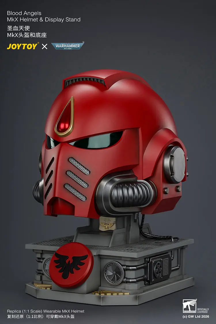 the front left of Action Figure Helmet - Blood Angels MkX Helmet & Display Stand 1 1 Life-Size Wearable Replica - JOYTOY Warhammer 40K rectangle image The Front Left Of Action Figure Helmet Blood Angels Mkx Helmet & Display Stand 1 1 Life Size Wearable Replica Joytoy Warhammer 40k Rectangle Image