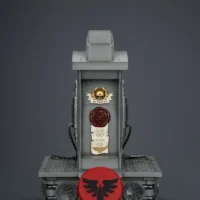 the front of the display stand of Action Figure Helmet - Blood Angels MkX Helmet 1 1 Life-Size Wearable Replica - JOYTOY Warhammer 40K rectangle image The Front Of The Display Stand Of Action Figure Helmet Blood Angels Mkx Helmet 1 1 Life Size Wearable Replica Joytoy Warhammer 40k Rectangle Image