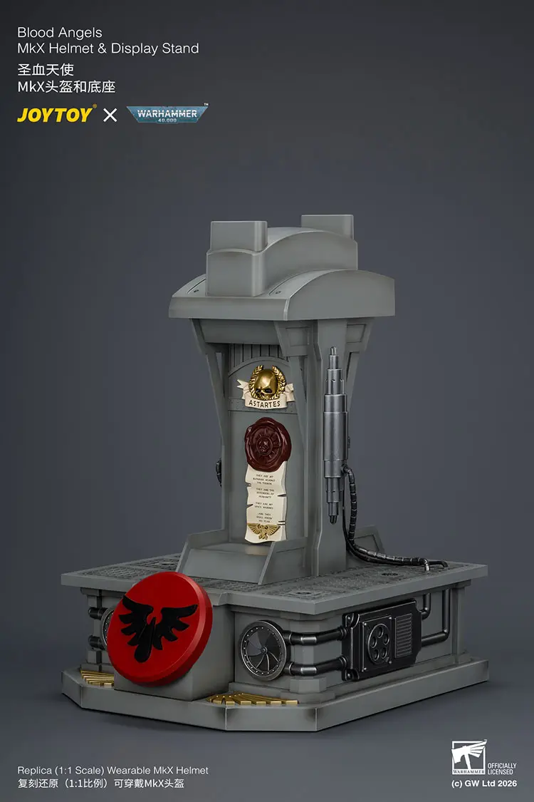 the left front of the display stand of Action Figure Helmet - Blood Angels MkX Helmet 1 1 Life-Size Wearable Replica - JOYTOY Warhammer 40K rectangle image The Left Front Of The Display Stand Of Action Figure Helmet Blood Angels Mkx Helmet 1 1 Life Size Wearable Replica Joytoy Warhammer 40k Rectangle Image