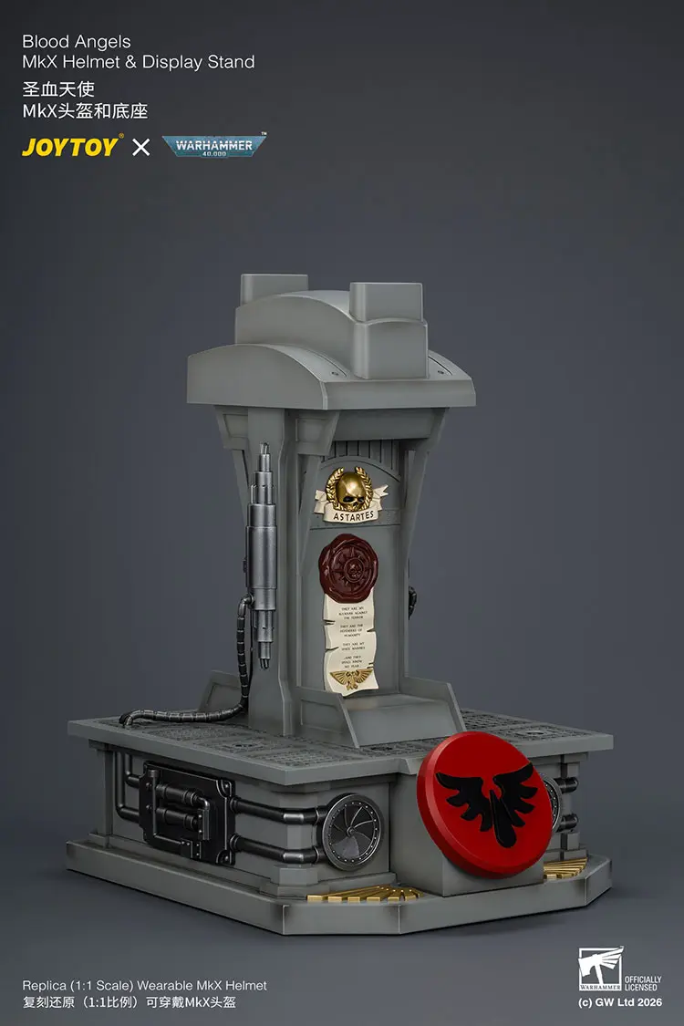 the right front of the display stand of Action Figure Helmet - Blood Angels MkX Helmet 1 1 Life-Size Wearable Replica - JOYTOY Warhammer 40K rectangle image The Right Front Of The Display Stand Of Action Figure Helmet Blood Angels Mkx Helmet 1 1 Life Size Wearable Replica Joytoy Warhammer 40k Rectangle Image