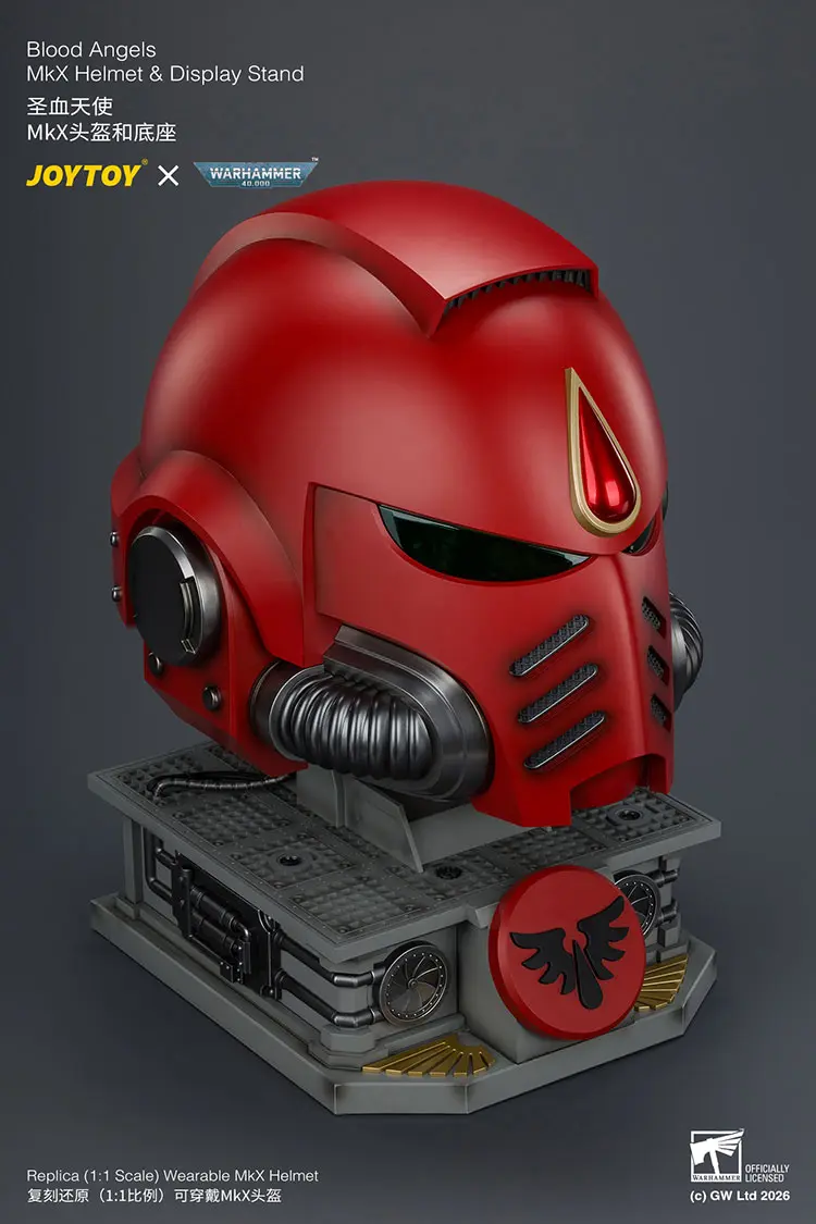 the up right front of Action Figure Helmet - Blood Angels MkX Helmet & Display Stand 1 1 Life-Size Wearable Replica - JOYTOY Warhammer 40K rectangle image The Up Right Front Of Action Figure Helmet Blood Angels Mkx Helmet & Display Stand 1 1 Life Size Wearable Replica Joytoy Warhammer 40k Rectangle Image